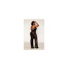 bodystocking en dentelle au crochet sans couture, grande taille, résille noire 
